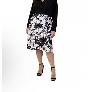 Maree Pour Toi Womens Plus Sz 24 Pink and Black Satin Bias Cut Midi Skirt NWT